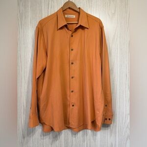 Tommy Bahama Shirt Mens Large Orange Bermuda Square Silk Hawaiian Button Up LNC